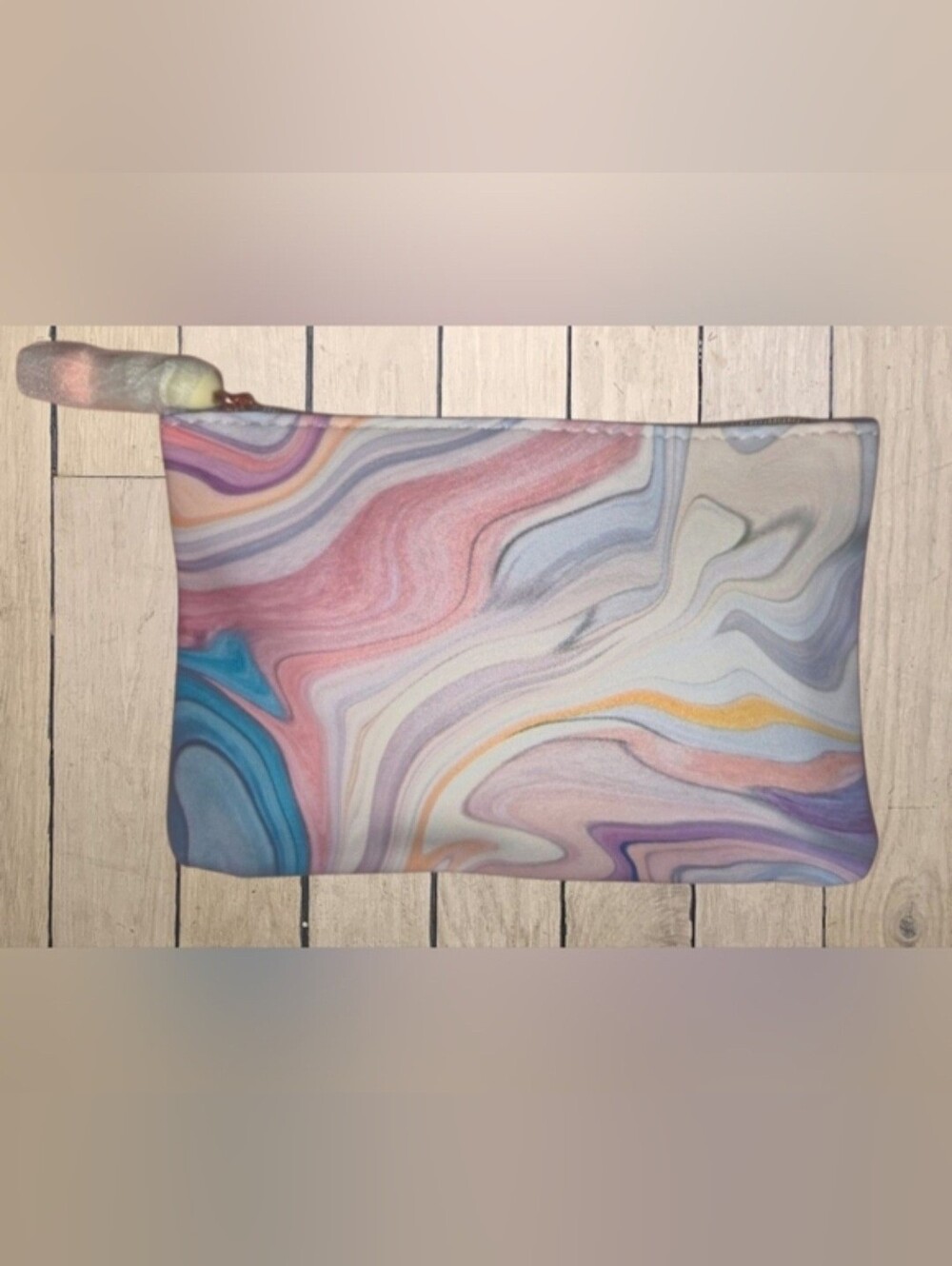 Multicolor Marble Pattern Makeup Pouch With 5 Items